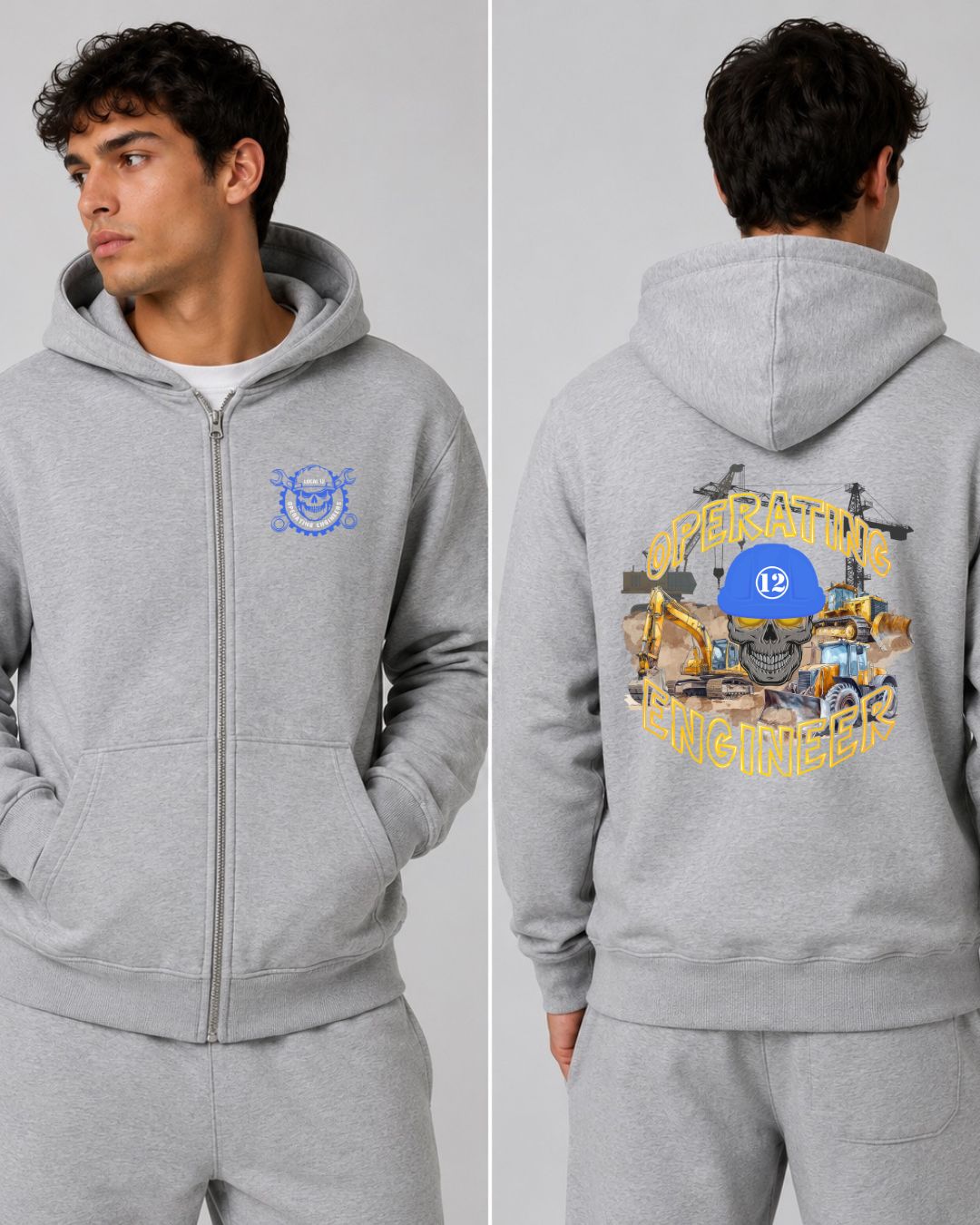 OE Skull Heavy Equipment Zip-Up Hoodie
