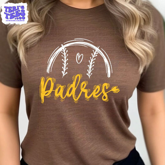 Padres Baseball Tee on Heather Brown