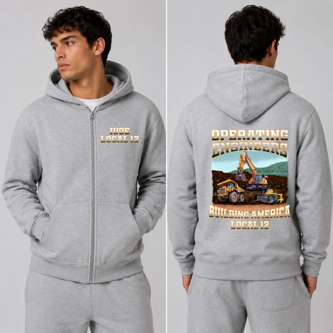 Operating Engineers Ombre Building America Zip-Up Hoodie