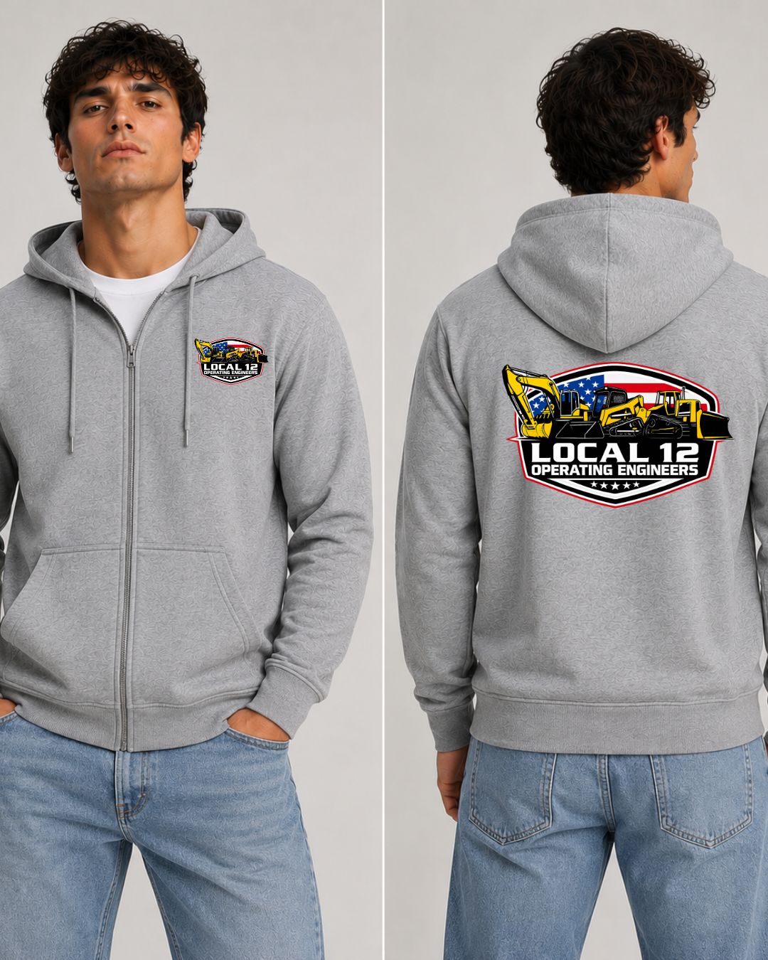 Local 12 Logo with flag Zip-Up Hoodie