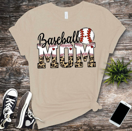 Baseball Mom Leopard T-Shirt