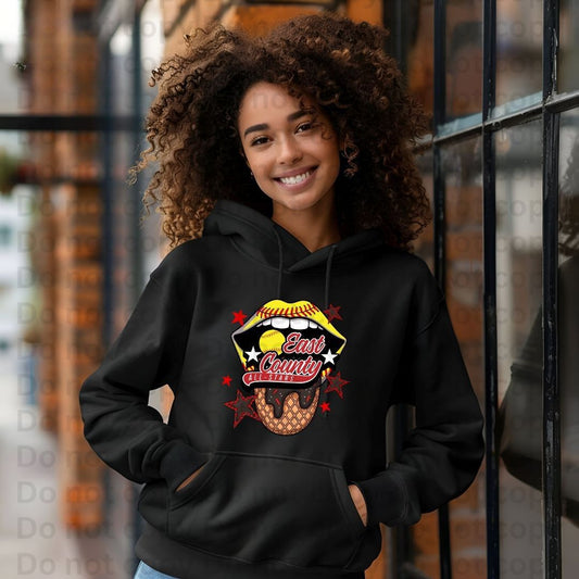 East County Softball Party Lips Hoodie
