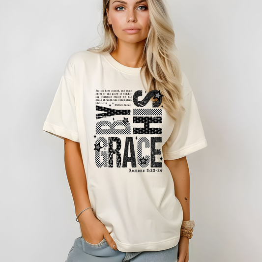 By HIs Grace Romas 3:23-24 Comfort Colors T-Shirt
