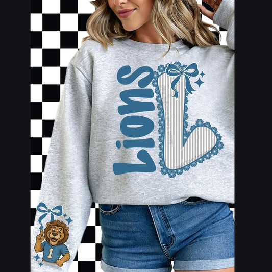 Detriot Lions Seersucker Font Women's Crew