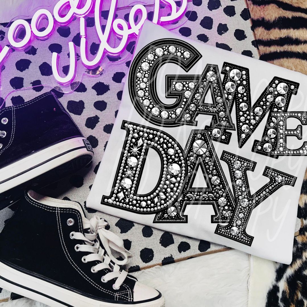 Game Day Rhinestone Font T-Shirt