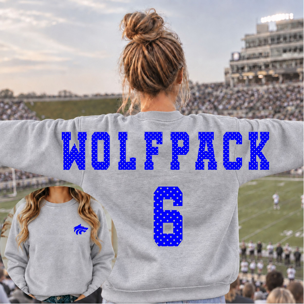 West Hills Wolfpack with Mascot Stretched Crew