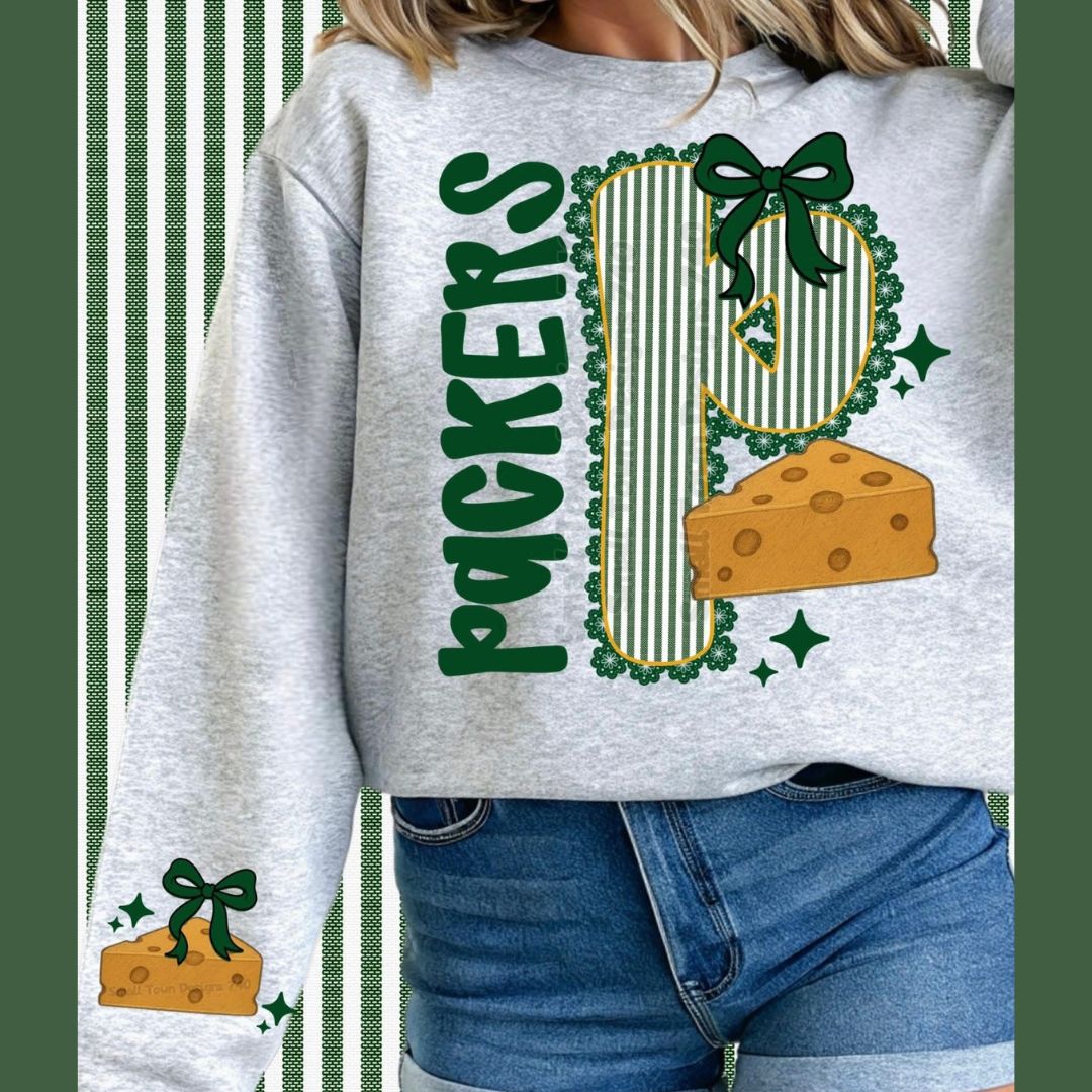 Green Bay Packers Seersucker Font Women's Crew
