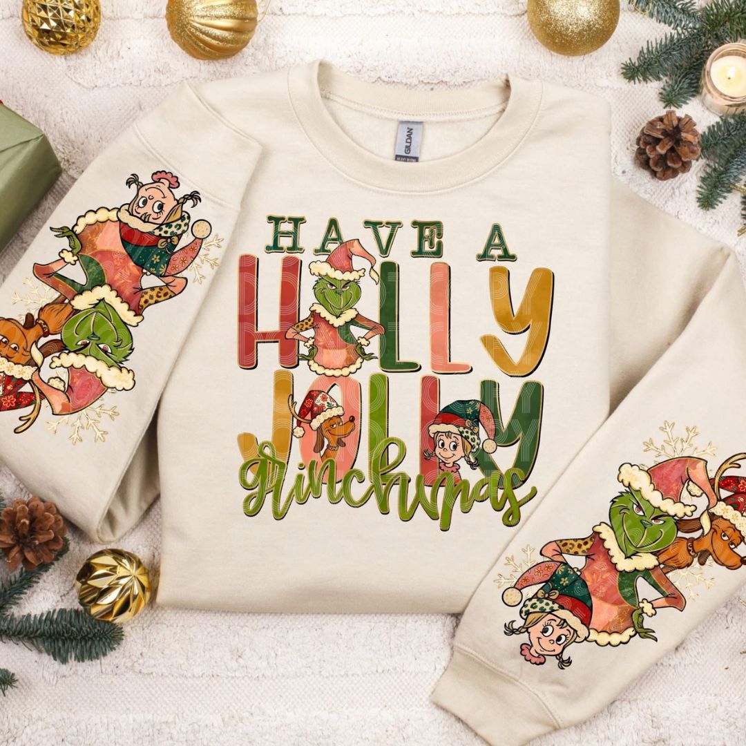 Have a Holly Jolly Grinchmas with sleeve accent