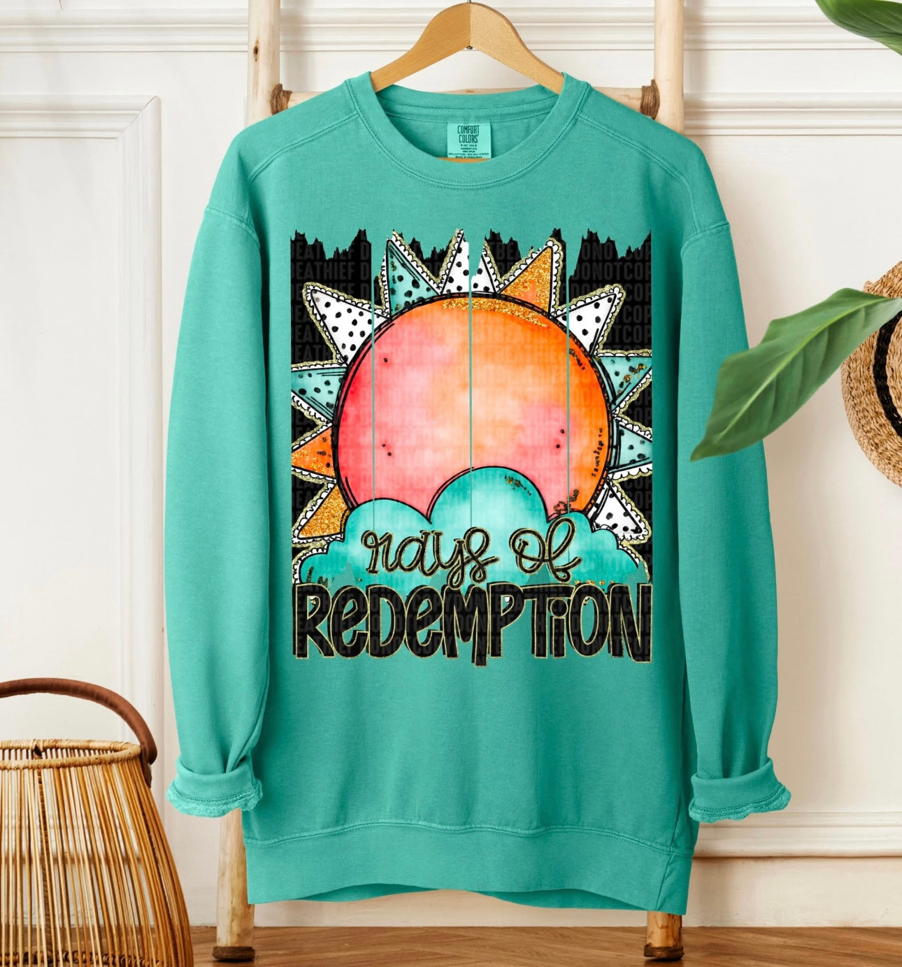 Rays of Redemption Light Green Comfort Colors Crew