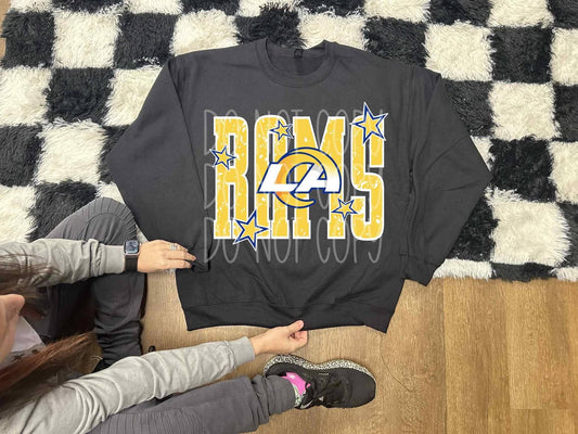 Los Angeles Rams Women's Black Crew Sweatshirt with front & back Design