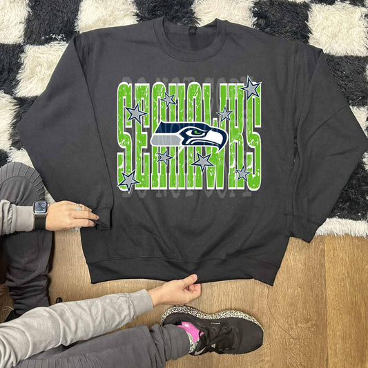 Seattle Seahawks front and back Design Women's Crew Sweatshirt