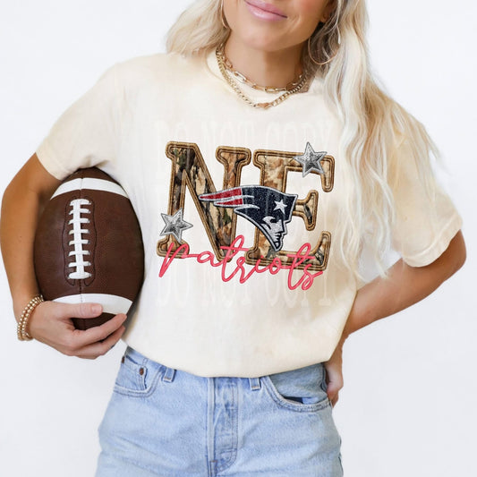 New England Patriots Camo on Ivory Comfort Colors T-Shirt