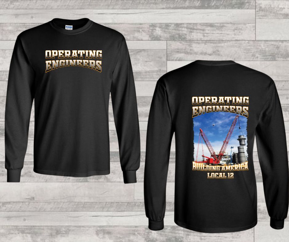 Operating Engineers Building America Cranes Long Sleeve front and back logo