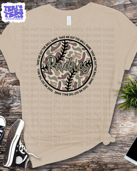 Take me out to the Ballgame Padre Camo T-Shirt