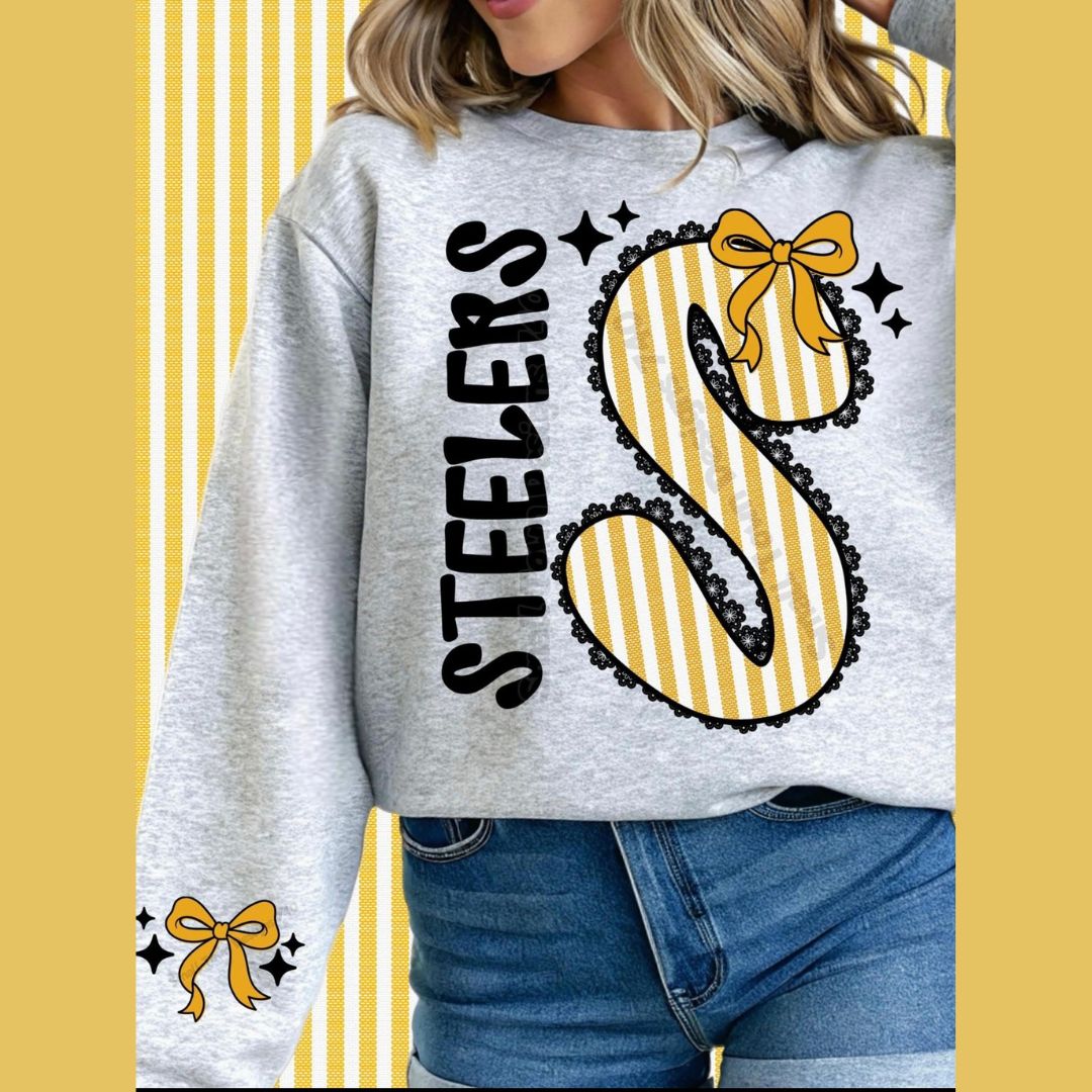 Pittsburgh Steelers Seersucker font Women's Crew