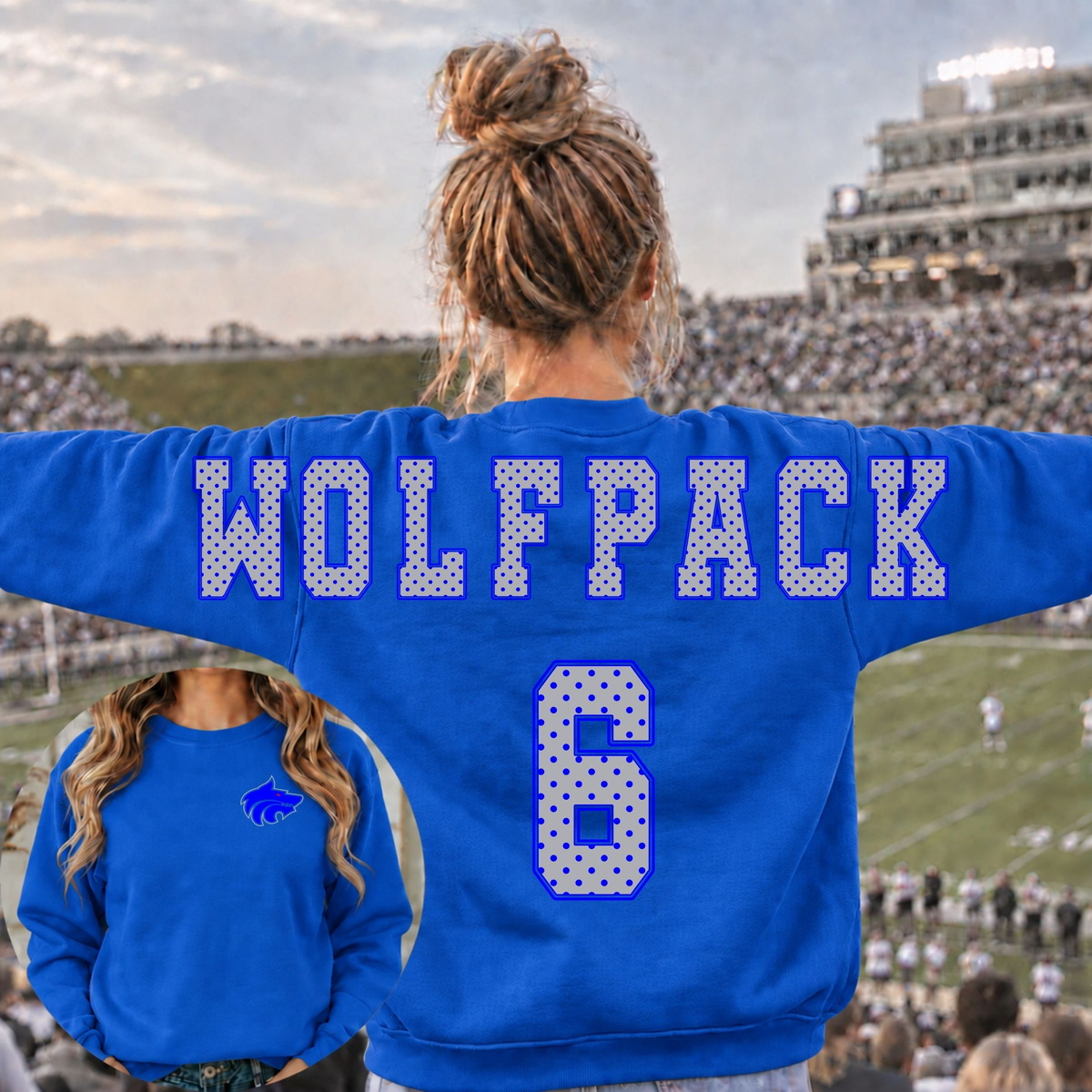 West Hills Wolfpack with Mascot Stretched Crew