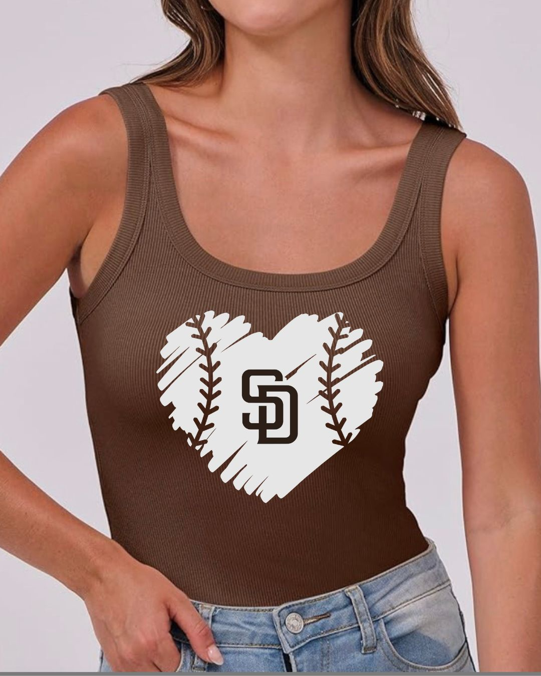SD Padre Heart on brown tank top