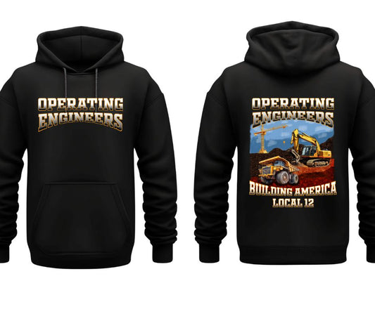 Operating Engineers Local 12 Building America with front design or pocket logo Hoodie