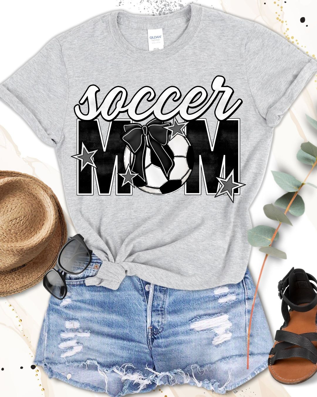 Soccer Mom on Sport Gray Bella Canvas T-Shirt