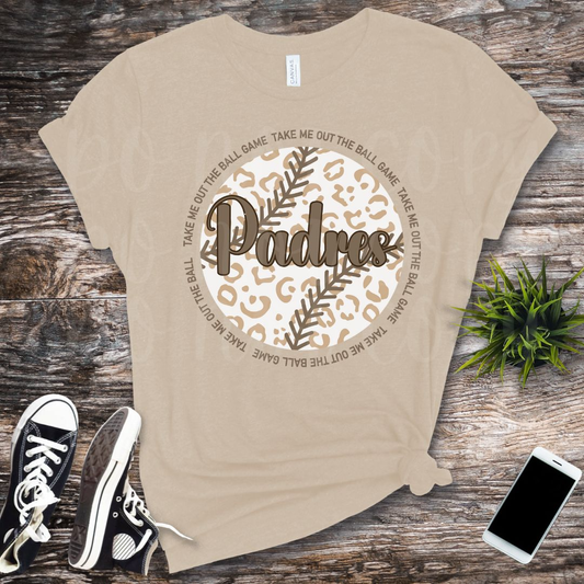 Padres take me out to the Ballgame Leopard Camo Bella Canvas T-Shirt