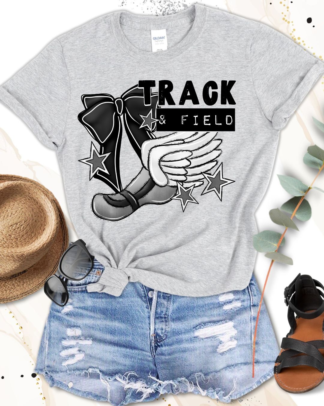 Track & Field on Bella Canvas Sport Gray T-Shirt