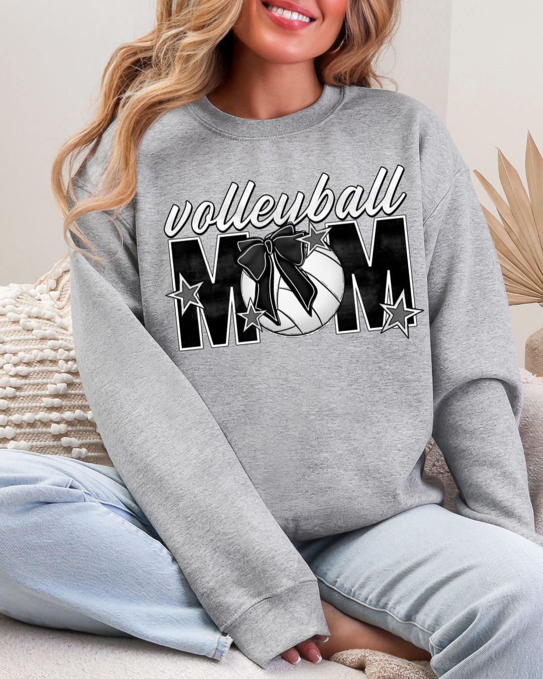 Volleyball Mom On Gildan Sport Gray Crew