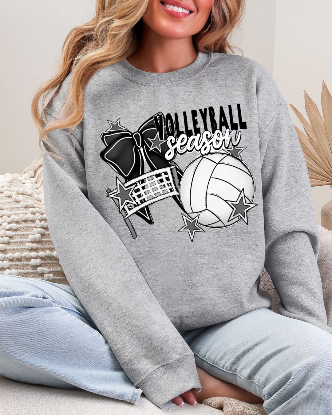 Volleyball Season on Gildan Sport Gray Crew Sweatshirt